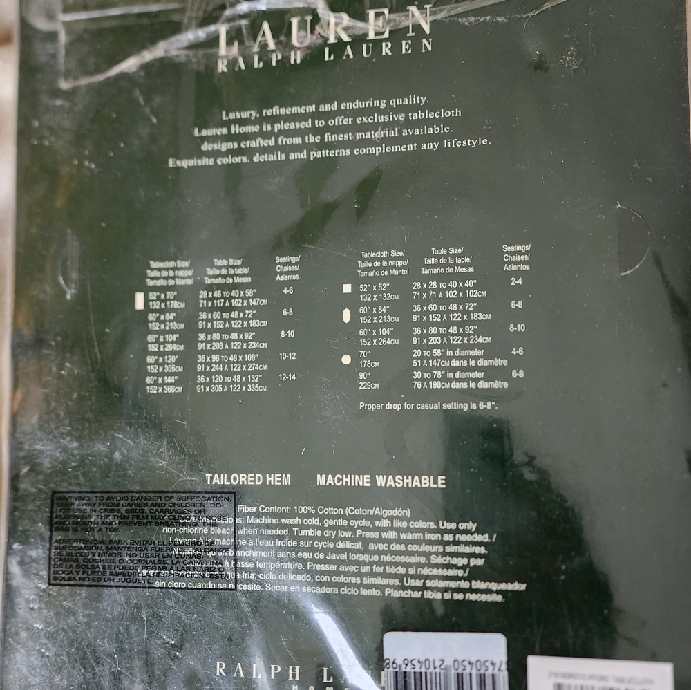 NEW Ralph Lauren Round Tablecloth-Ivory - Picture 4 of 6